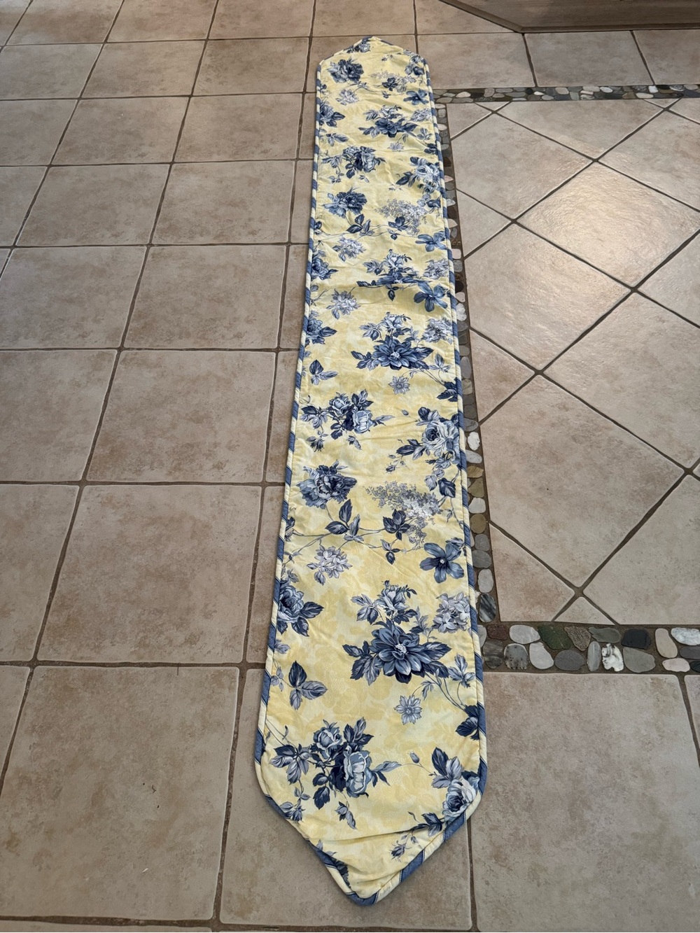 Handmade Reversible Floral & Striped Table Runner 90” x 30.5”